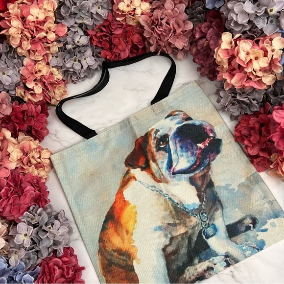 Eco-Friendly Adorable English Bulldog Folding Tote Bag - Picture 3 of 14